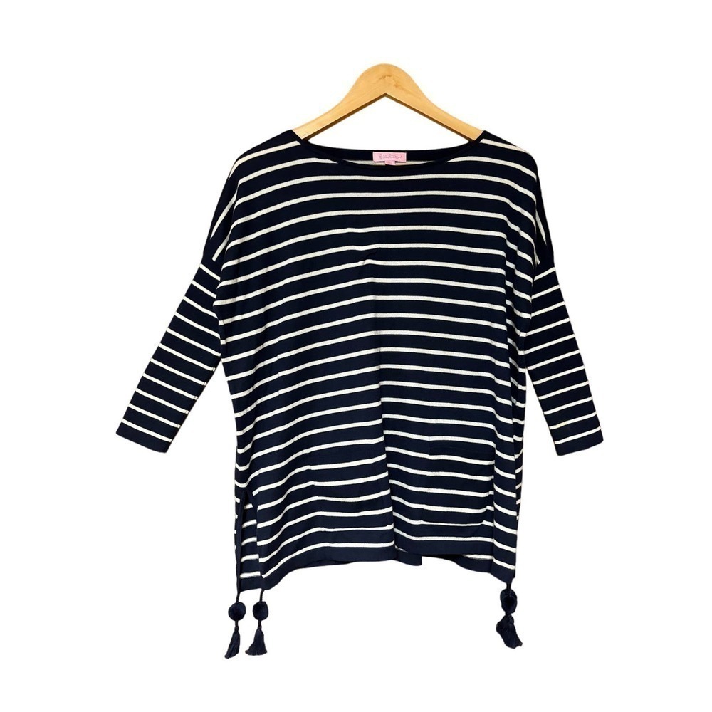 Lilly Pulitzer nautical striped dolman fitted 3/4 length sleeves top size XXS - Picture 2 of 10